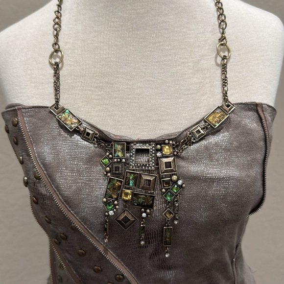 Kimikal Distressed “Leather” Look Dress - Lg.. - Picture 2 of 6